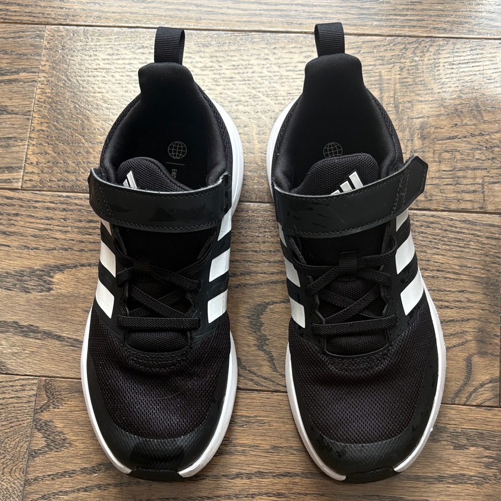 Adidas Kids Black and White Velcro Sneakers